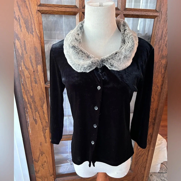 Vintage‎ Y2K Faux Fur And Velvet Cardigan Vol 1 Size L - Picture 1 of 13